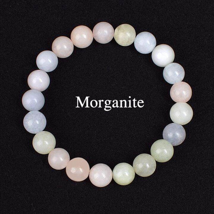 มอร์แกนธรรมชาติกำไลข้อมือลูกปัดหินอัญมณีผสมสีมอร์แกนสำหรับผู้หญิงน่ารักสีชมพู-beryls-รักษาของขวัญเครื่องประดับ