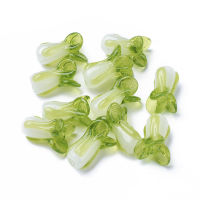 10pc Handmade Lampwork Beads Chinese Cabbage Light Green 19-21x12-14mm Hole: 1.6mm