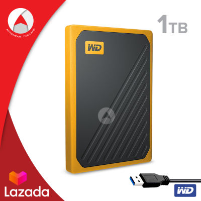 WD My Passport Go SSD 1TB ฮาร์ดดิสก์พกพา USB 3.0 (WDBMCG0010BYT-WESN) Black - Amber trim ความเร็วในการอ่าน 400 MB/s ประกัน Synnex 3 ปี ฮาร์ดดิสก์ Solid State Drives