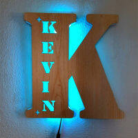 LED Custom Name Night Light USB Wooden Warm Light Table Lamp 26 Letter Hollow Personalized Decorative Lamp Child Birthday Gift