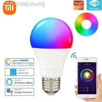 ☸Water♗Ivhefd XiaoMi-Lâmpada Inteligente Regulável Com Controle Remoto Por Voz Lâmpada E27 Cor 15W Luz WiFi RGB Alexa Home Assistant Yandex