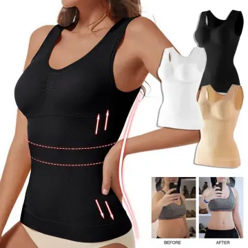 Womens Shapewear Tummy Control High Elastic Strench Padded Tank Top  Slimming Body Shaper Compress Vest Corset