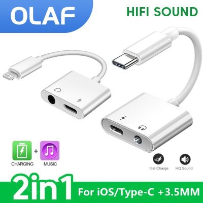 2 In 1 Lightning To 3.5mm Audio Adapter For iPhone13 12 USB Type C To 3.5mm Jack Audio Cable Headset Connector For Huawei Xiaomi