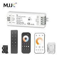 ✒۞ WW CW LED Controller 12V 24V 10A 2CH 2.4G Single Color CCT Light Strip LED Dimmer Controller RF Wireless Remote with Holder V2