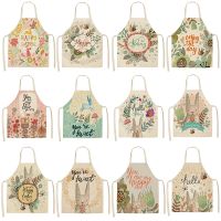 ▼☞◆ Cartoon Rabbit Pattern Style Cotton Linen Sleeveless Apron Modern Minimalist Apron Garden Outdoor Apron Fashion Kitchen Apron