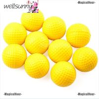 Wellsunny อุปกรณ์ช่วยฝึกลูกบอลฝึกฝนเทรนนิ่งกอล์ฟทำจากพลาสติก PP สีเหลือง10ชิ้น