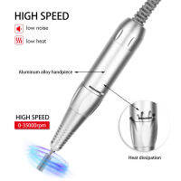 สว่านเล็บไฟฟ้า Handpiece Pedicure Nail Art เครื่องมือเจาะเล็บปากกาเครื่องขัดเล็บ Handpiece 35000rpm สำหรับ Salon สำหรับ Home1 ผลการกระจายความร้อนที่ดีและสามารถใช้งานได้นาน อุปกรณ์เสริมคุณภาพสูง โครงสร้างดี&lt;br&gt;2 ด้ามจับขัด