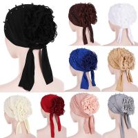 【YF】 Muslim Women Stretch Solid Wrinkle Turban Hat Cancer Chemo Beanies Caps Pre-Tied Scarf Headwear Headwrap Plated Hair Accessories