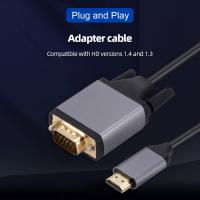 Kabel konversi Video VGA HD 1080P HDMI kompatibel dengan kabel konversi Video 1920X1200 Audio Video kabel 60Hz untuk proyektor komputer Laptop