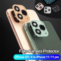 HRRIUNG หรูหรา มือถือ กระจก รองรับแฟลช ปกกรณี วินาทีเปลี่ยน สำหรับ iPhone XR X ถึง iPhone 11 Pro Max สติกเกอร์เลนส์กล้องปลอม