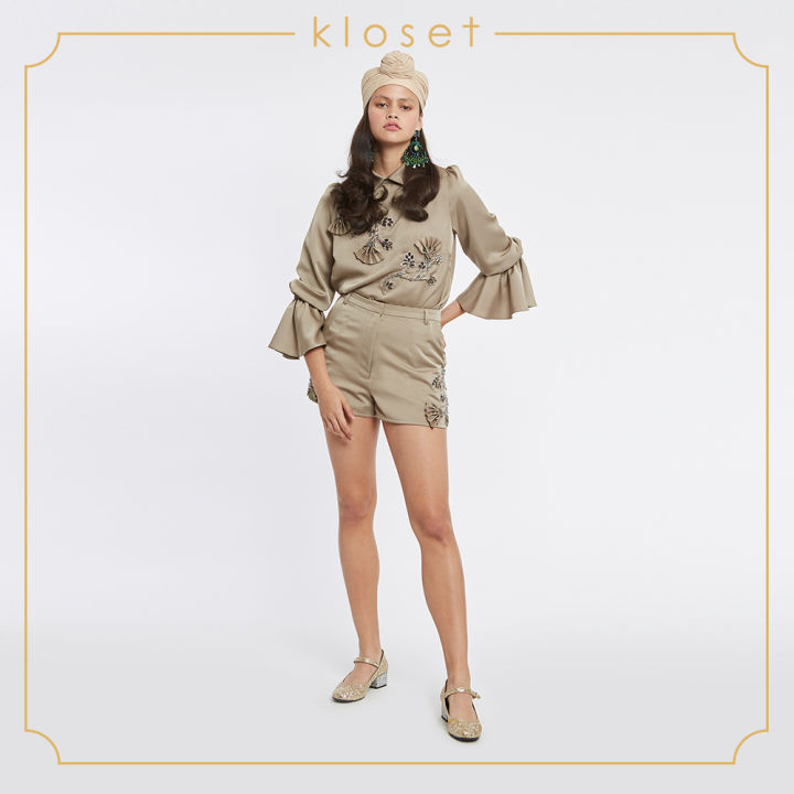 kloset-printed-shorts-aw18-p003-เสื้อผ้าแฟชั่น-เสื้อผ้าผู้หญิง-กางเกงแฟชั่น-กางเกงขาสั้น-กางเกงพิมพ์ลาย