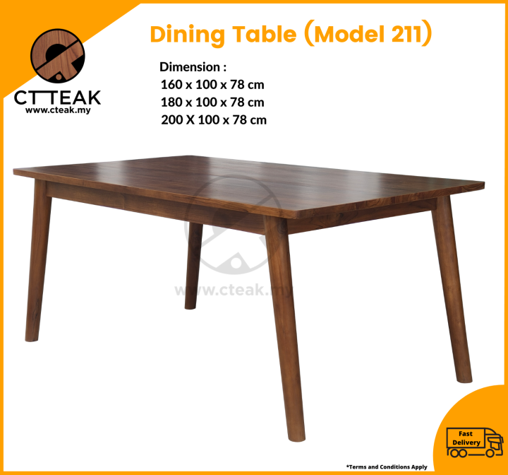 CT Teak Furniture Jati / Teak Wood Dining Table (Model MRDT211) Color