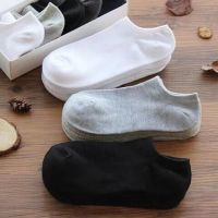 3 Pairs Mens Boat Socks Solid Color Low Cut Ankle Socks Anti-slip