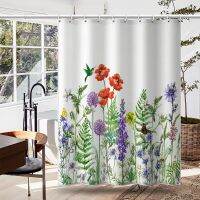 Flower bush polyester waterproof and mildew proof shower curtain