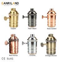 GANRILAND E27 Lamp Base Copper DIY Lampholder With Switch Edison Vintage Lighting Screw Socket Antique Brass Lamp Holder Fixture Wall Stickers Decals