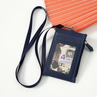 PU Leather Card Holder Neck Strap Lanyard Business Credit Card ID Card Badge Wallet Coin Purse Pouch Student Bus Card Bags Case