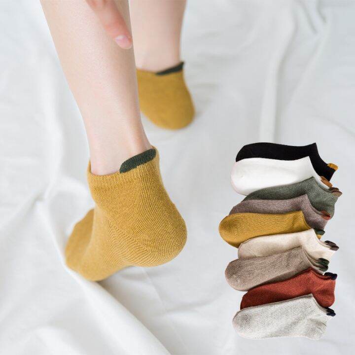 5-pairs-women-casual-ankle-socks-spring-autumn-summer-unisex-breathable-solid-color-sweat-absorbent-low-cut-female-short-socks