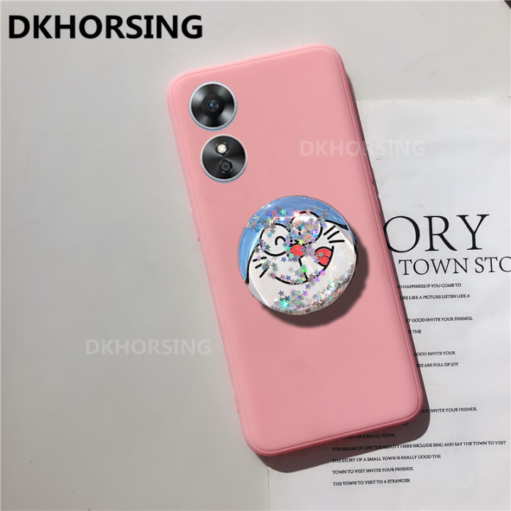 dkhorsing-เคสใหม่-oppo-a78-5g-2023ซิลิโคนนิ่มเคสโทรศัพท์-oppo-ผิว-a78สัมผัสกับการ์ตูนโดราเอมอนน่ารักหมีฝาปิดมีที่ยึด