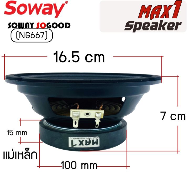 ลำโพงเสียงกลาง-ลำโพง-ขนาด6-5นิ้ว-หมวกเคฟล่าหน้าดอกม่วง-soway-รุ่นmax1-ng667-หมวกเคฟล่า-ราคาต่อ-1ดอก-ให้เสียงกลางที่ดังฟังชัด