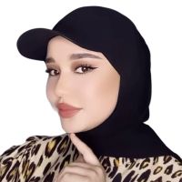 HOT★2022 New Muslim Fashion Baseball Caps With Scarf Hijab Shawl Solid Color Bandana Turban Hat For Women Ready To Wear