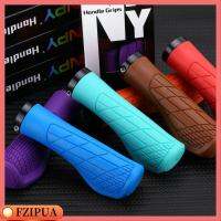 FZIPUA 1Pair 7สี ปลอกหุ้มมือจับยางล็อก กันลื่น โลหะผสมอลูมิเนียม + ซิลิกาเจล ที่จับแฮนด์จักรยาน แบบพกพาได้ ป้องกันการลื่นไถล ฝาครอบมือจับจักรยาน ชิ้นส่วนจักรยานจักรยาน