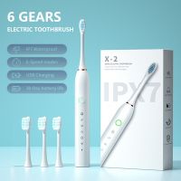 ๑✹ X-2 Sonic Electric Toothbrush USB Rechargeable for Adults 6 Mode Smart Timer IPX7 Waterproof Ultrasonic Soft-bristle Toothbrush