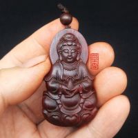 ☑☸ สไตล์แห่งชาติจีนไม้จันทน์สีแดง Guanyin จี้ผู้ชายและผู้หญิงสร้อยคอไม้แกะสลักพระพุทธรูปจี้ไม้ Guanyin Bodhisattva ยี่ห้อ