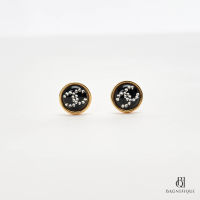 CHANEL EARRING CC LOGO 1 CM BLACK GHW