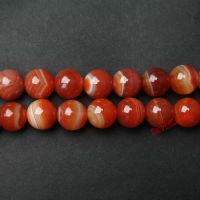 Free Shipping Natural Stone red orange Stripe Agat Round Loose Beads 4 6 8 10 12MM Pick Size For Jewelry Making