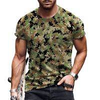 Mens Camo T-Shirts Short Sleeve Round-Neck Summer Workout Sports Casual Tops Oversized Loose Breathable Street Male Tees 6XL