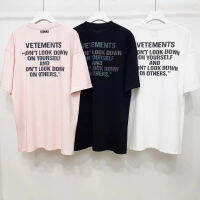 Streetwear Vetements เสื้อยืดผู้ชายผู้หญิง3เมตรสะท้อนแสงขนาดใหญ่โลโก้นูนดอกไม้แขนสั้นคอกลมแขนสั้นเสื้อยืดภาพจริง