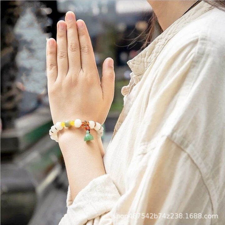 faxi-white-jade-bodhi-hand-rings-สร้อยข้อมือดอกบัวหยกขาว-pumpkin-hand-rings-ลูกปัดจราจรประดับมือโบราณ-llq7