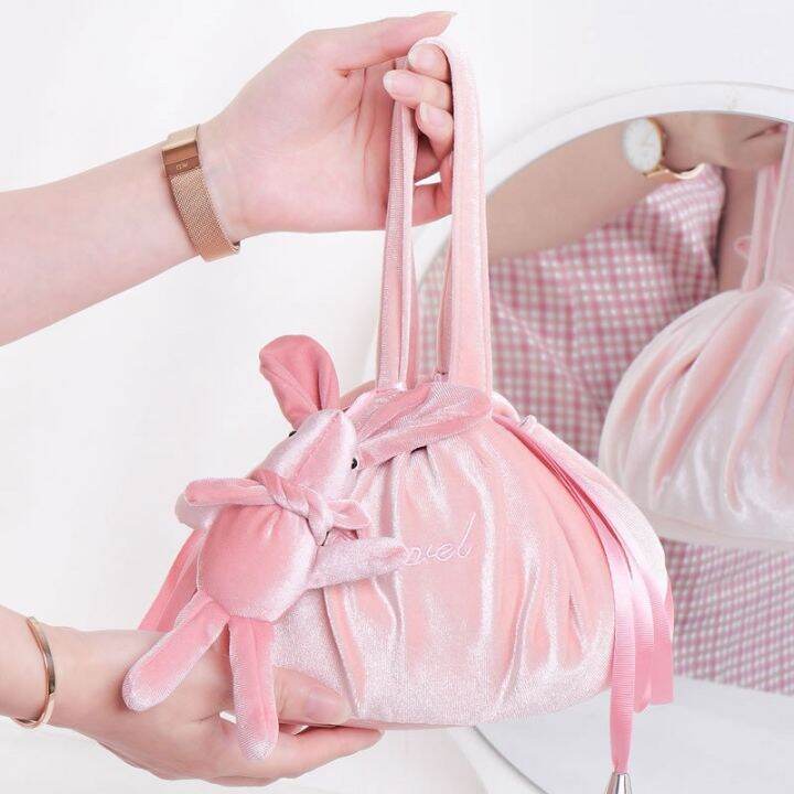 ใหม่-กระเป๋าเครื่องสำอางแฟชั่นรอบกำมะหยี่กระเป๋าแต่งหน้า-drawstring-เดินทางแต่งหน้าออแกไนเซอร์จัดเก็บหญิงชุดเครื่องแป้งกรณีกระเป๋าความงาม