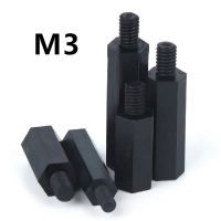 200/100PCS nylon spacer M3x5/6/8/10/12/15/18/20/22/25/30/35/40/45/50mm 6mm Male to Female Black Nylon Standoff spacer