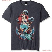 COD Letitia Robbins เสื้อยืดแขนสั้น Disney Mens Little Mermaid Ariel Anchor Graphic T-Shirt Mens Womens T-shirts