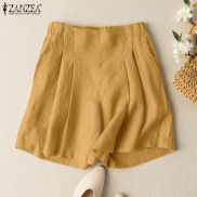 ZANZEA Womens Summer Casual Loose Wide Leg Short Pants Cotton Elastic