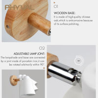 PHYVAL Nordic Wall Lamp Bedside Wall Light Wooden Wall Sconce For Bedroom Living Room Home Lighting E27 Macaroon Steering Head