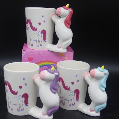 Creative New Cartoon Unicorn Ceramic Mug Mug Novelty 3D Animal Handle Water Mug Coffee Mug Cups and Mugs Mugs Tea Cup