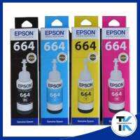 หมึกสี Epson T664 ของแท้ประกันศูนย์ EPSON  หมึกสี Epson T664 (ชุด 4สี) ใช้กับพริ้นเตอร์อิงค์เจ็ท เอปสัน L100/ 110/ 120/ 200/ 210/ 220/ 300/ 310/ 350/ 355/ 360/ 365/ 380/ 385/ 455/ 485/ 550/ 555/ 565/ 1300 (Tank) ปริมาณการพิมพ์สีดำ 4,000 หน้า หมึกสี 6,500