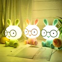 USB cartoon wearing glasses cute cute rabbit decoration night light table lamp