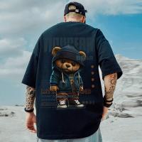 Summer Mens Cotton T-shirt Korean Mens Cool Bear Tee High Quality White T Shirt O-neck Short Sleeve Tops Shirt Men Clothing