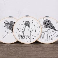 Sketch Easy Embroidery Kit For Beginner Printed Needlework Cross Stitch Set Sewing Art Wall Embroidery  Painting Home DIY Decor Drawing  Sketching Tab