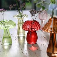 Mushroom Glass Vase Transparent Plant Hydroponic Flower Bottle Vases Nordic Home Decoration Ornament Living Room Decor