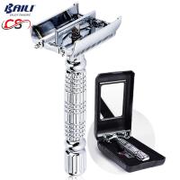 Overpower shop baili Double Edge Butterfly Safety Razor case kit Sensitive Skin Razors Set Old Fashion Persons Mens