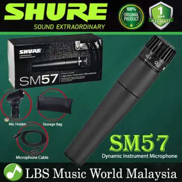 Shure SM57-LC Dynamic Instrument Microphone with Mic Cable and Includes  Stand Adapter, Zippered Carrying Case