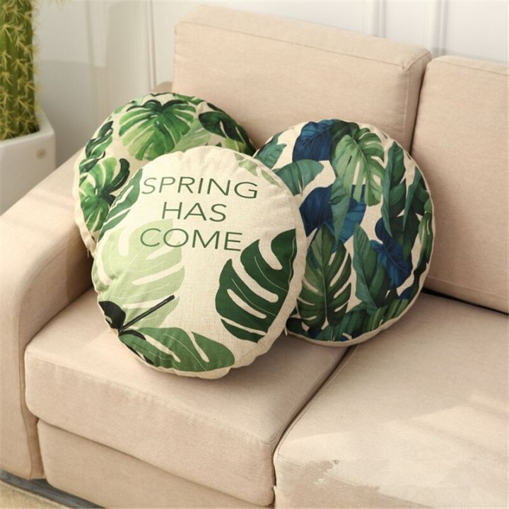 45cm-round-tropical-plant-circular-printed-home-decor-sofa-car-seat-decorative-cushion-cover