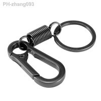 Spring Keychain Climbing Hook Black Clasp Car Keychain Simple Strong Carabiner Shape Keychain Accessories Metal Vintage Key Chai