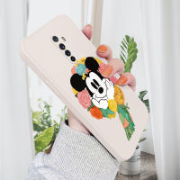 GGK สำหรับ OPPO Reno Ace OPPO Reno Z เคสโทรศัพท์มิกกี้ลายการ์ตูนปลอกซิลิโคนน้ำทรงสี่เหลี่ยมดั้งเดิมเคสป้องกันทนแรงกระแทกกล้องคลุมทั้งหมด