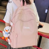 New Multi-pocket Brife Nylon Backpack Large Capacity Solid Color Women Schoolbag Men Insert Buckle Laptop Backpacks