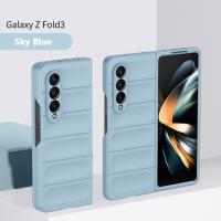 ผิวสัมผัสเคสแข็งสำหรับ Samsung Galaxy Z Fold3พับได้ Fold4พับกันกระแทกแบบธรรมดา4ปกป้องด้านหลัง3ด้าน